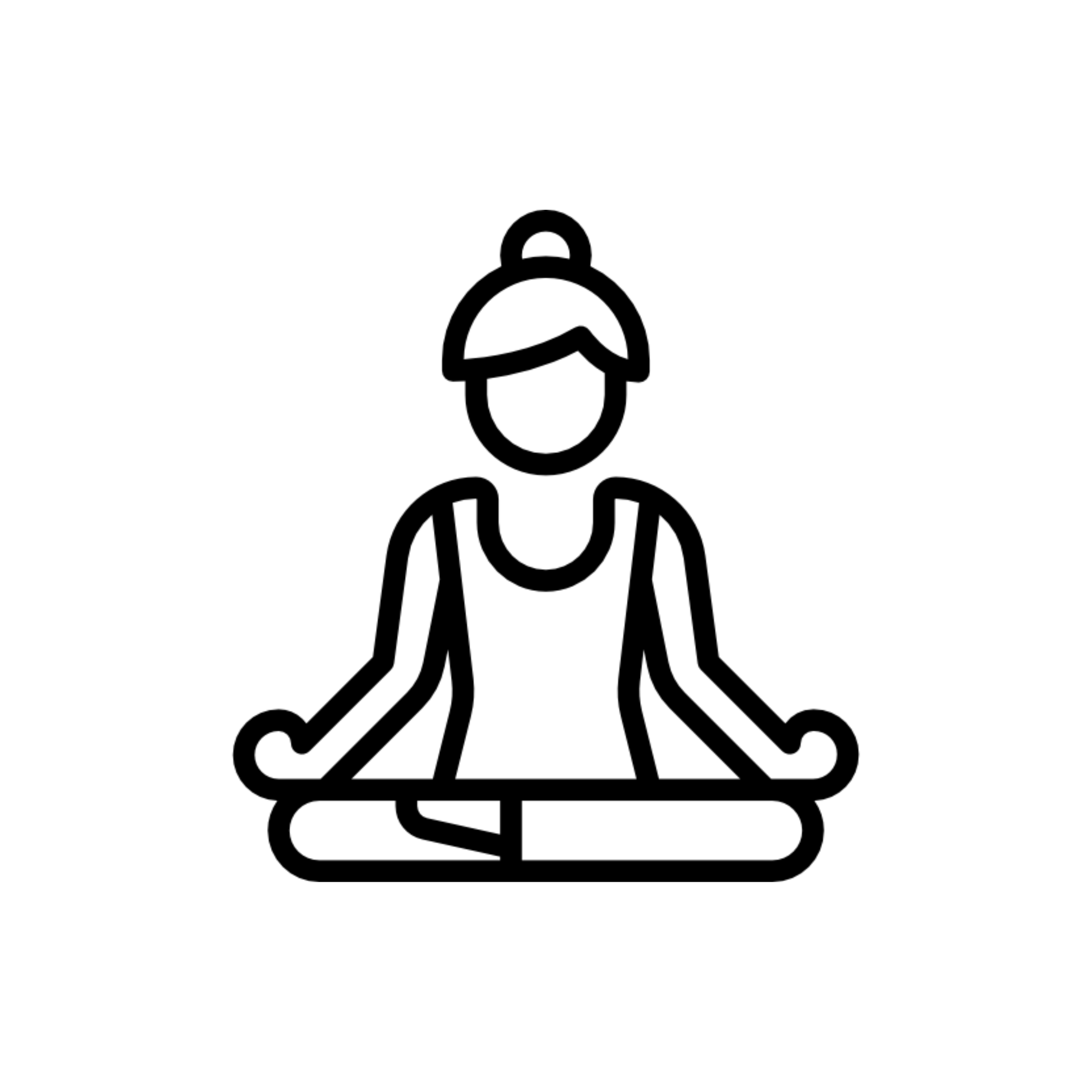 Black outline of a person meditating.